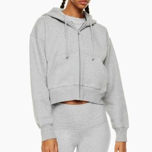 Aritzia/ TNA Heather Dove Grey Fleece Zip Up Hoodie